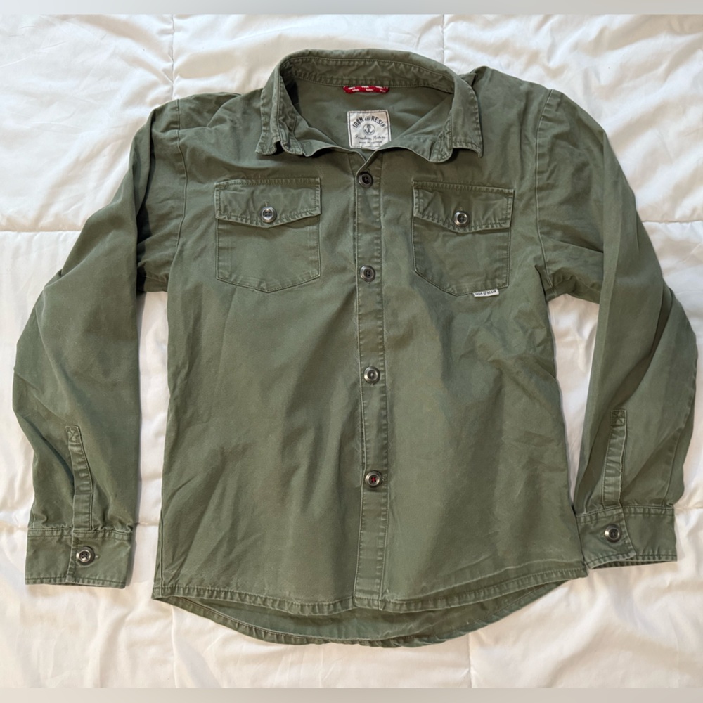 Iron and Resin Olive Green Button-Up Shirt